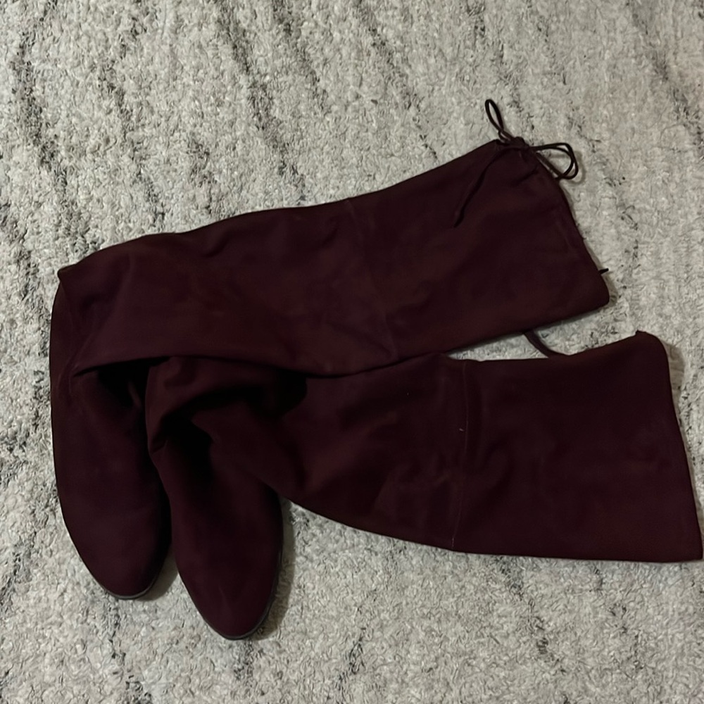 Maroon over the knee boots